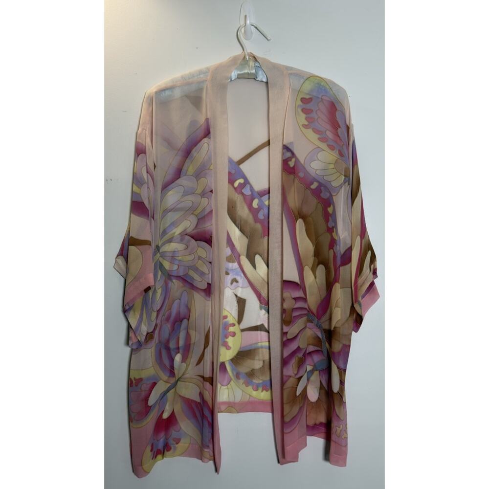 Women’s Sheer Kimono Cover Up Lot 2 Draper’s Studio Floral Plus Size Open Front - Picture 8 of 13